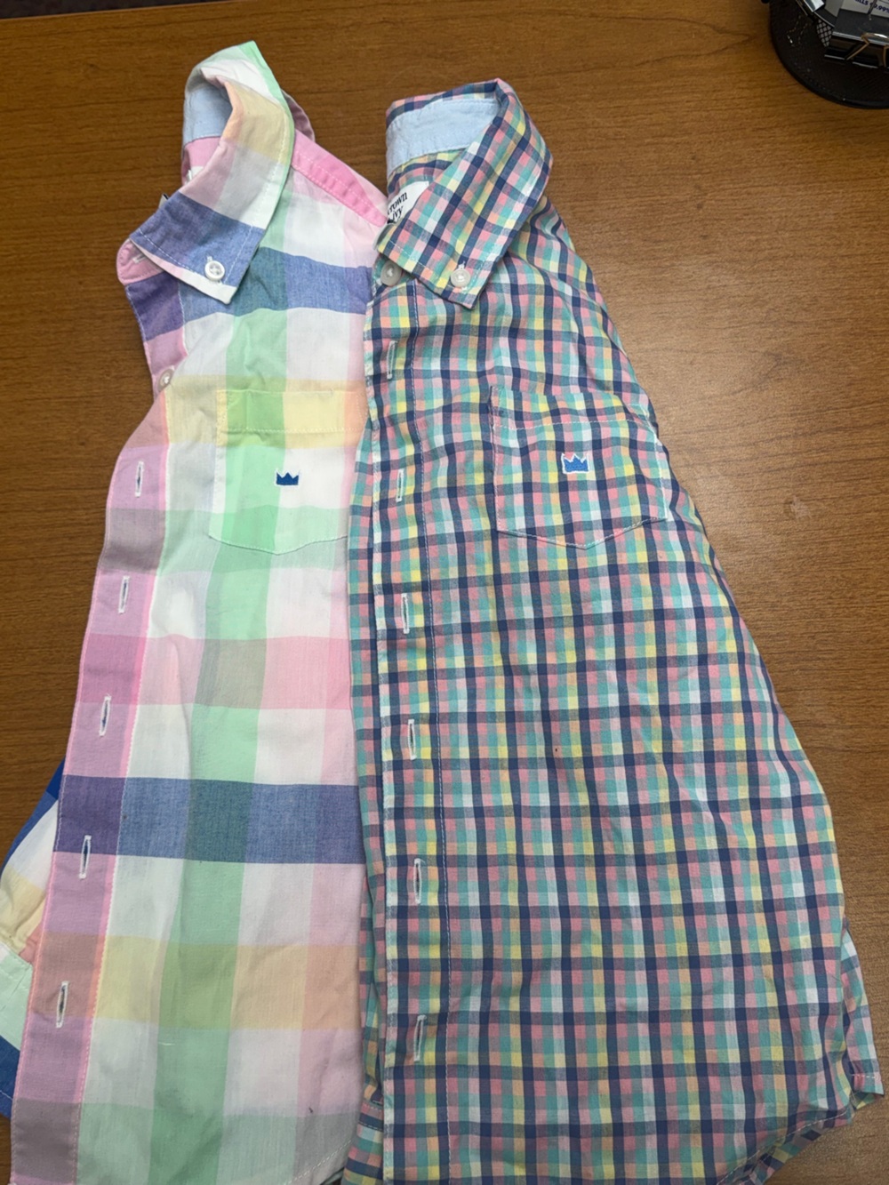 crown & ivy Kids Pink and Light Blue Striped Shirt